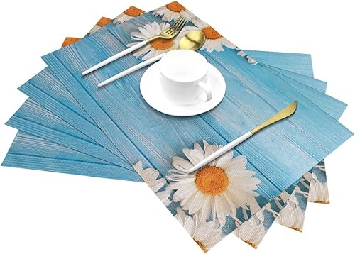 Miniatura 1 de Juego de 4 manteles individuales de girasol para mesa de comedor, lavables de 12 x 18 pulgadas, decoración de cocina, antideslizantes, resistentes