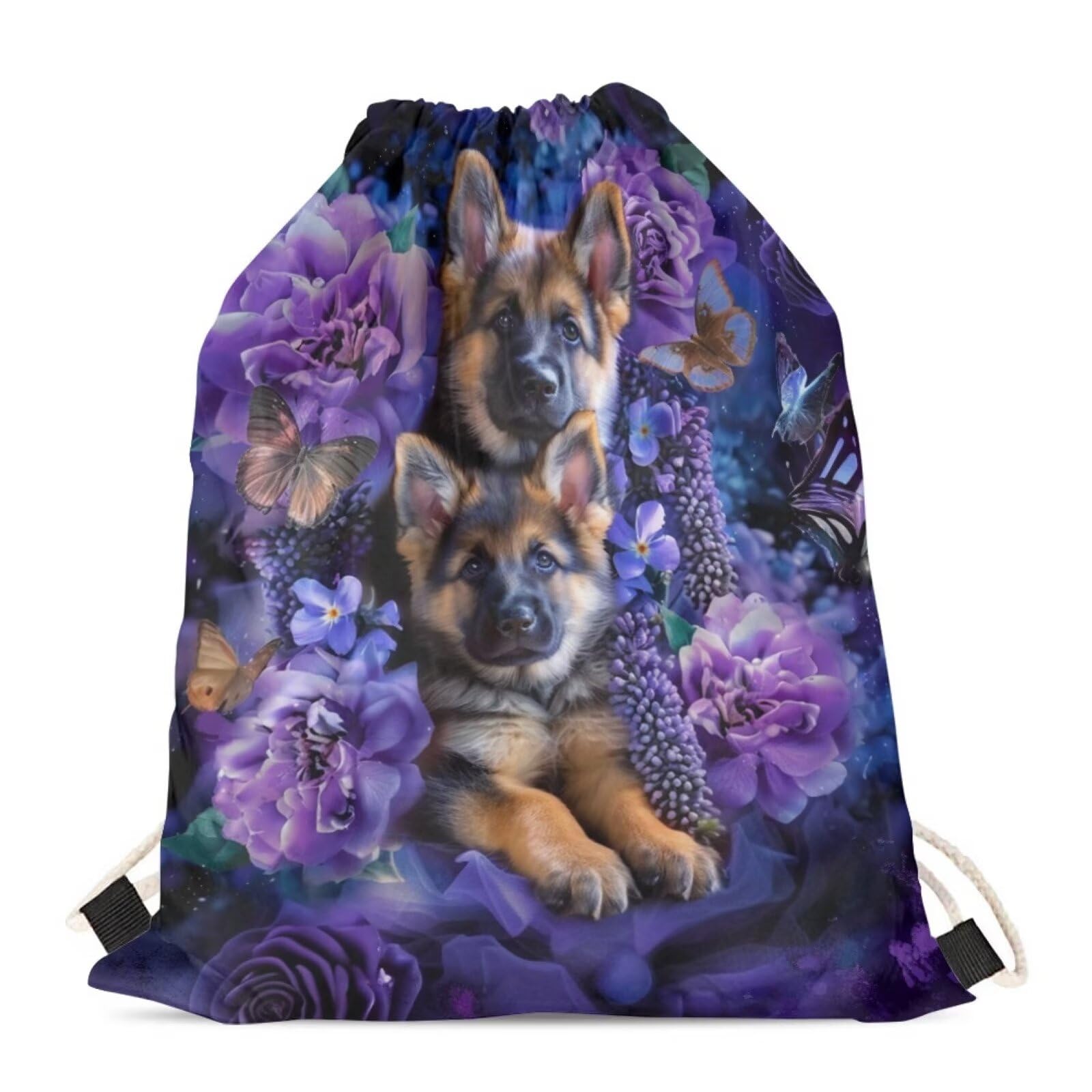 Upetstory Animals Patterned Drawstring Gym Bag for Teens Kids, Cinch Backpack for School Gifts, 1 German Shepherd Dog, 34x41cm / 13.39" x 16.14", Traditional