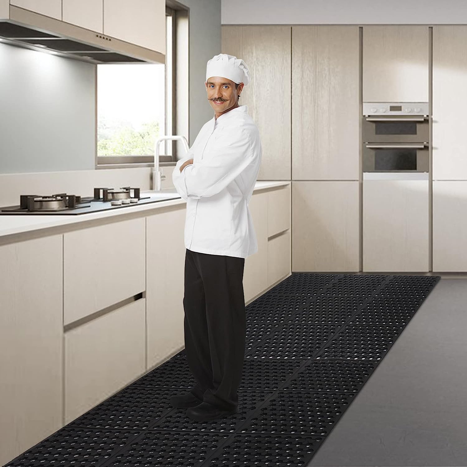 Gummimatte Ringgummimatte Wabenmatten Große Gummi-Eingangsmatten für den Außenbereich rutschfest Fußmatte gelochte Fussmatte Outdoor Teppich Antirutschmatte Schmutzfangmatte 90 x 210 cm