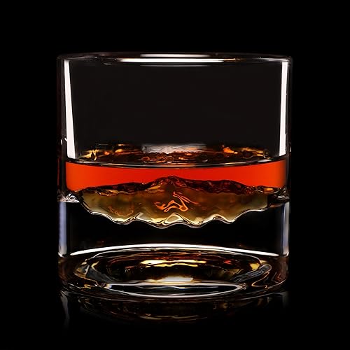 Miniatura 6 de LIITON Smoky Mountain - Juego de 2 vasos de whisky de cristal pesado, vaso de bourbon grueso congelable de 1 libra cada uno, regalos de whisky