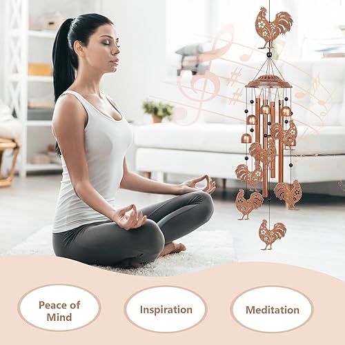 Miniatura 4 de YHmall Campanillas de viento de pollo para exteriores, regalos de pollo de 35 pulgadas para mujeres, mamá, hombres, papá, abuela, abuelo, decoración