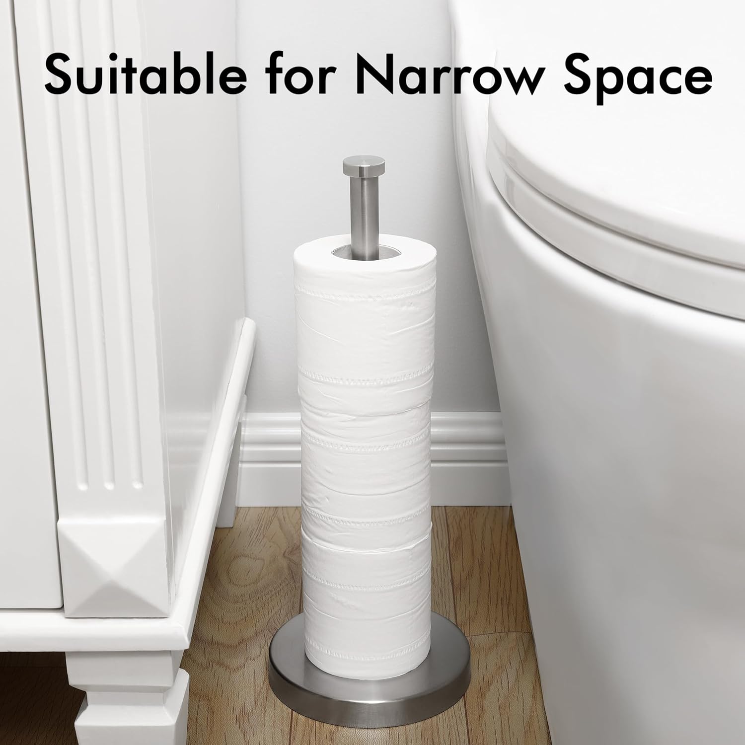 KES Toilet Paper Storage Stand, Freestanding Bathroom Toilet Paper Holder Storage for 3 Rolls SUS304 Stainless Steel Brushed Nickel, BPS201S39-2