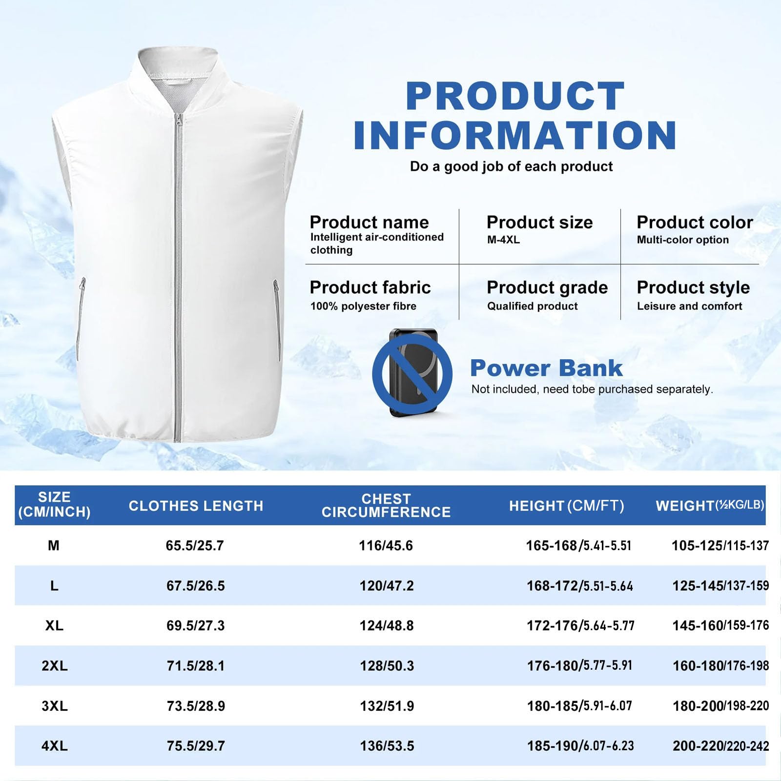 Chaleco de Enfriamiento Aire Acondicionado Portátil Chaleco Velocidades de Viento Ajustables