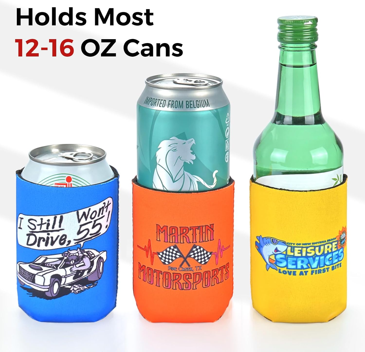 50 Pack Custom Neoprene Can Coolers Bulk, Personalized Logo, Photo, Text, Collapsible Can Sleeves for Parties, Weddings, Events, and Promotional Gifts