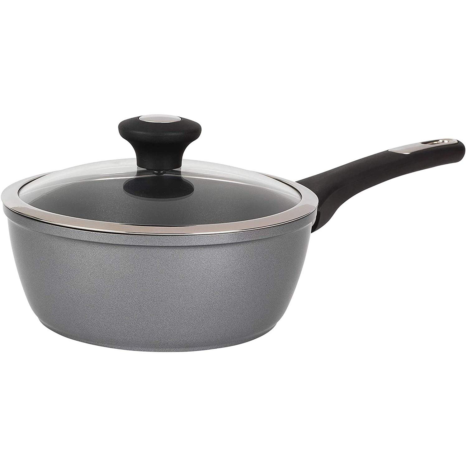 Thomas 1406202 Titanium Non-Stick Saucepan with Tempered Glass Lid | Suitable for Gas, Electric, Induction | Excellent Conductivity | 20 cm | 2.1 L, Silver