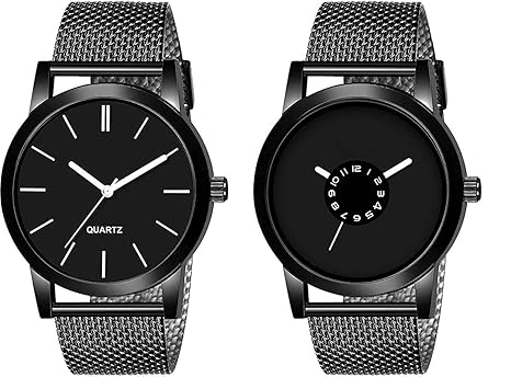 Flaying Sale Analog Wrist Watch for Men & Boys Standard Black Color - Pack of 2