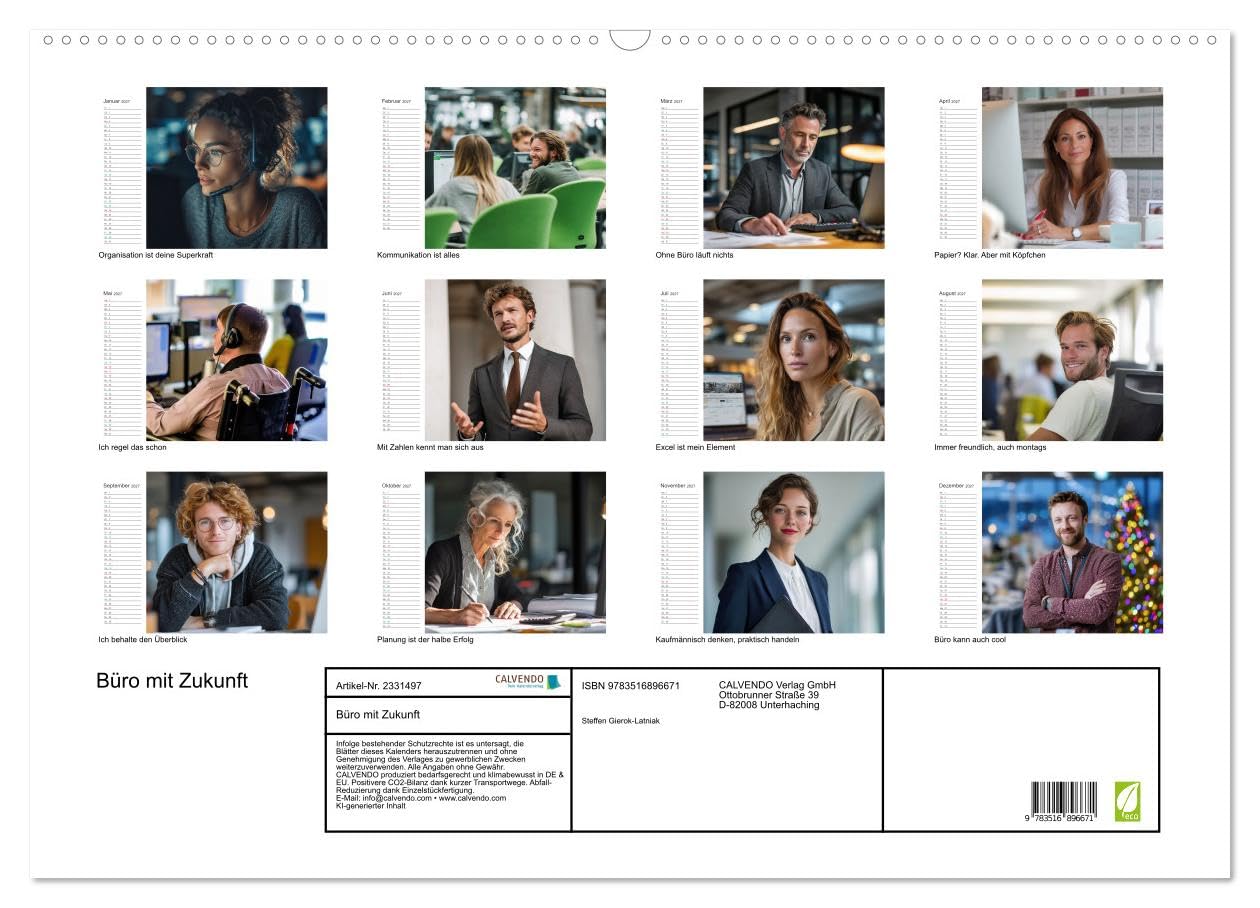 CALVENDO - Büro mit Zukunft (Wandkalender 2027 DIN A2 quer), Monatskalender: om strukturierten Arbeiten mit Zahlen bis zur smarten Kommunikation im Team – hier treffen Organisation, Technik und Verant