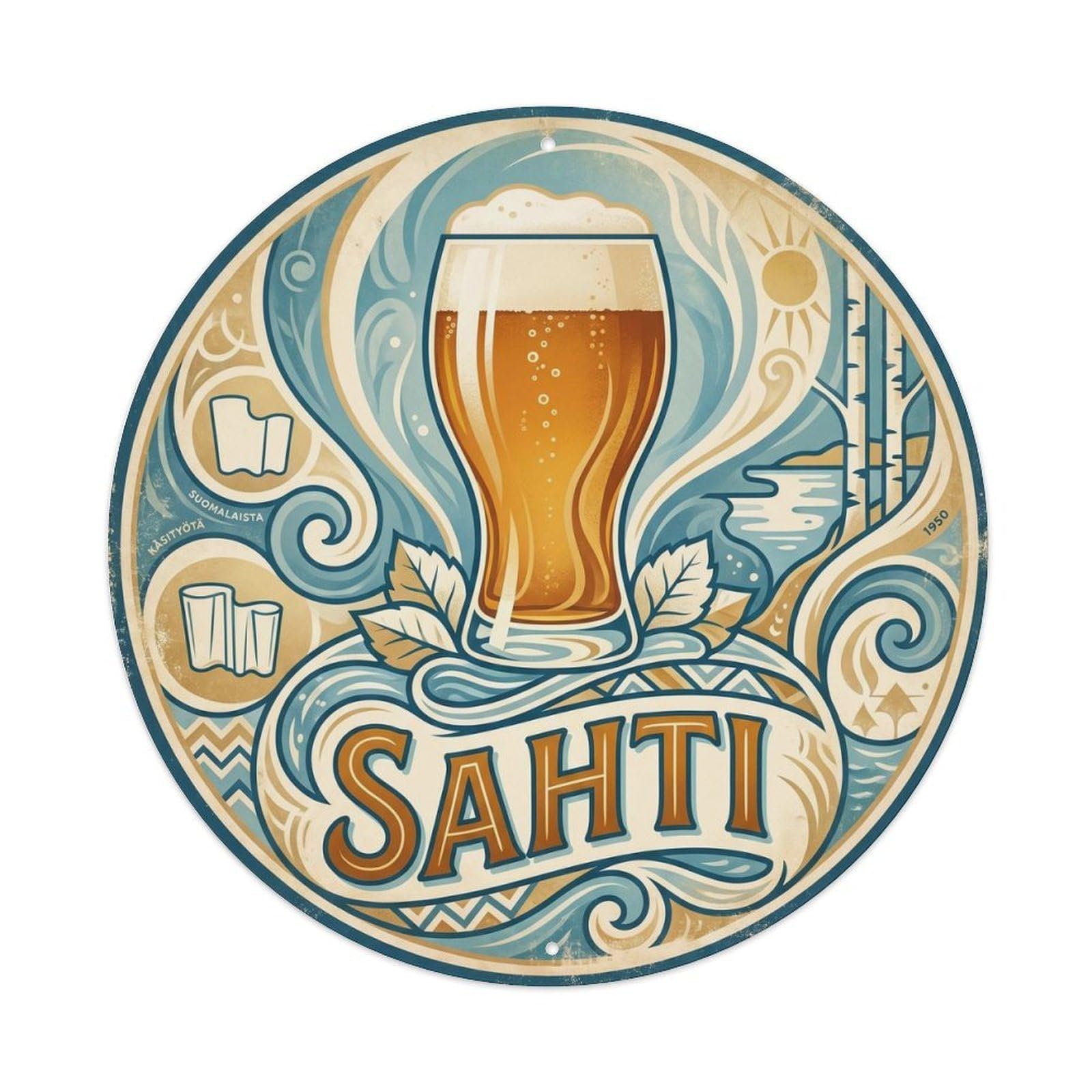 Sahti Farmhouse Ale Juniper Beer Finnish Hall Retro Metal Tin Sign