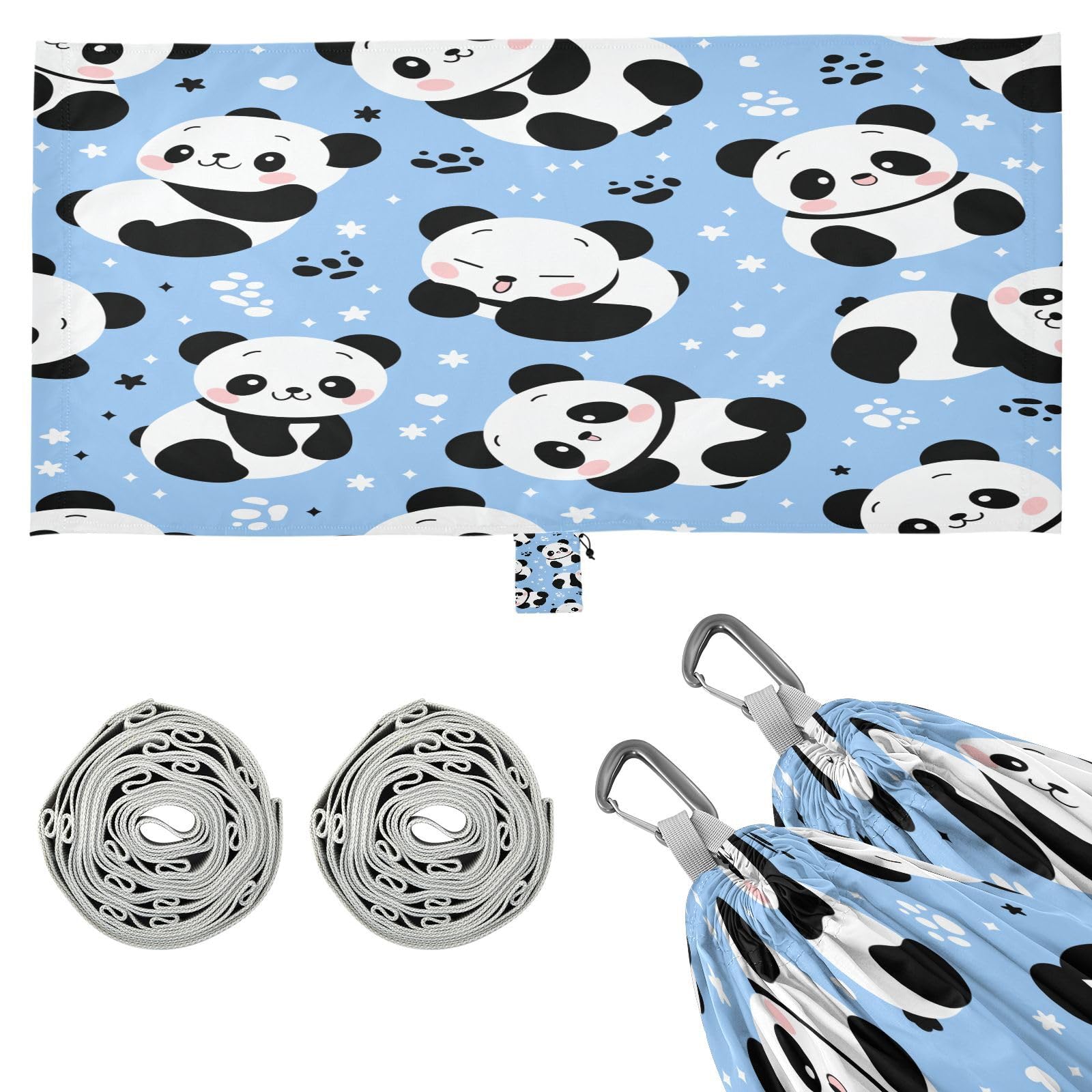 ATTX Cute Cartoon Panda Camping Hammock - Lightweight & Portable Hammocks, Heavy Duty 330lbs Capacity for Indoor, Hiking, Backpacking, Travel, Backyard, Beach#116