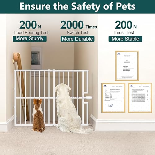 Miniatura 4 de Puerta para perros montada a presión de 10 segundos de instalación rápida para mascotas y niños, puerta de metal ajustable de 29 a 43 pulgadas de