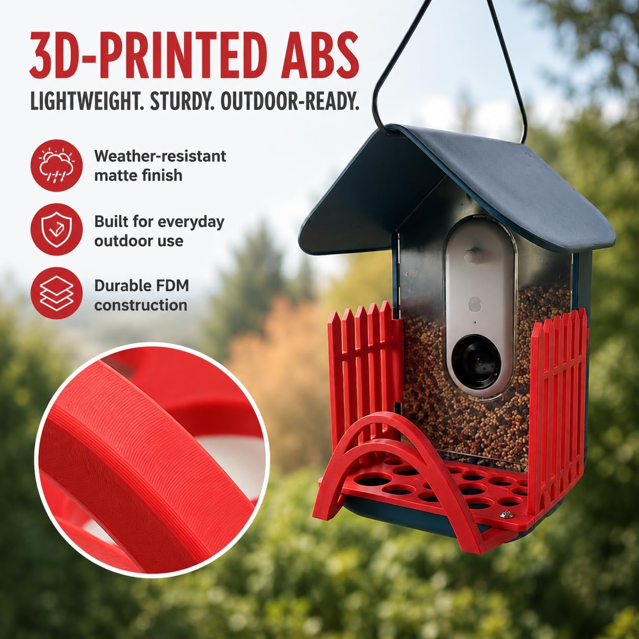 SplashNColor Double Arch Set Compatible with Bird Buddy – Outdoor Perch for Feeding Multiple Birds - Bird Buddy Accessories - Durable, Weatherproof Feeders for Outdoors - Hummingbird Red (Bundle) image 4