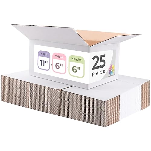 Centro de tablero de alfombras, cajas de envío de 11 x 6 x 6 pulgadas para embalaje de mudanza de correo, paquete de 25 cajas de cartón corrugado