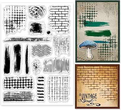 GLOBLELAND Vintage Grunge Texture Clear Stamps for Scrapbooking Brushwork Background Silicone Stamp Retor Texture Transparent Stamp for Card Making DIY Embossing Journaling