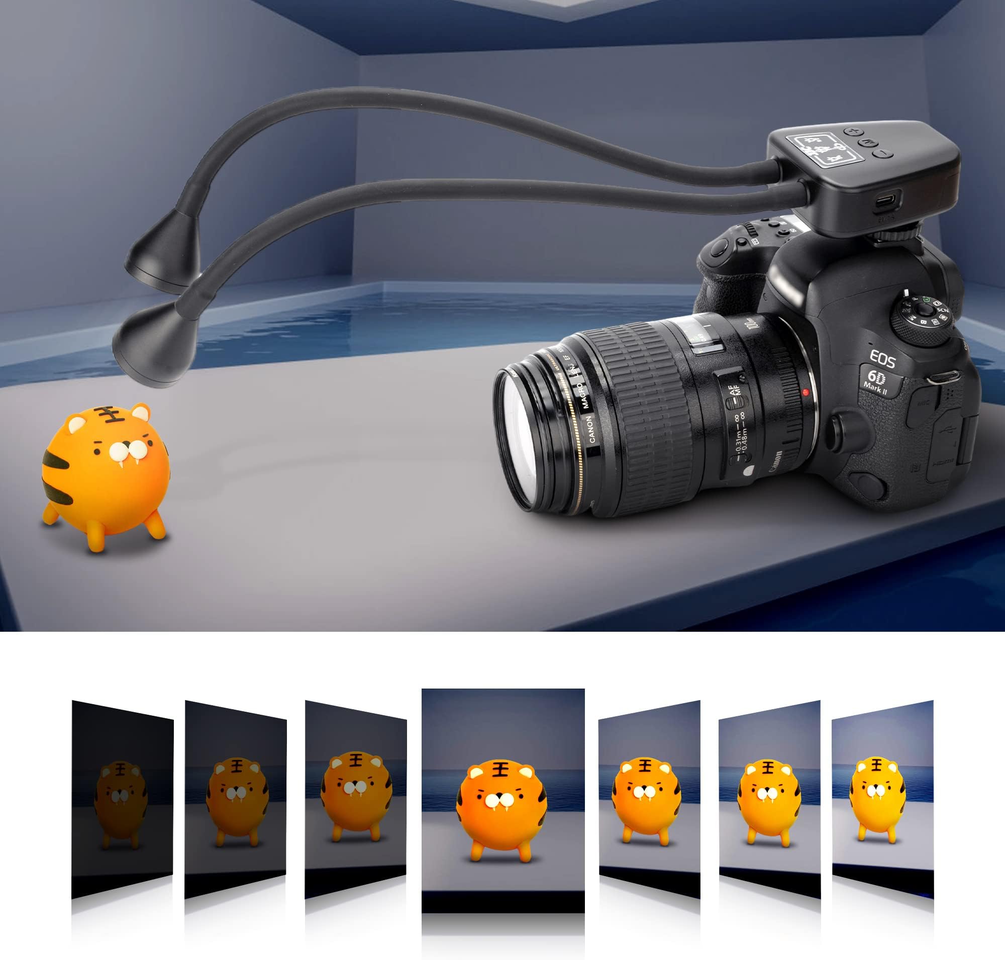 JJC Macro Arm Light, LED Camera Light with Built-in Rechargeable Battery, 5600K 24000Lux 10 Levels Adjustable Brightness Lighting Cold Shoe Mount 1/4 Screw Lamp fits Close-up Photography