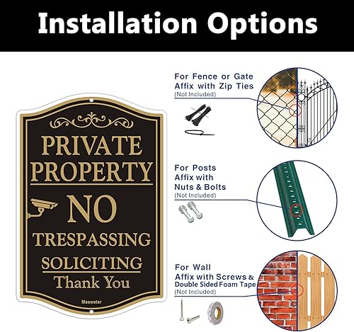 Miniatura 5 de Letrero grande de propiedad privada No Trespassing de 12 x 18 pulgadas, de aluminio reflectante sin óxido, resistente a la decoloración, protección
