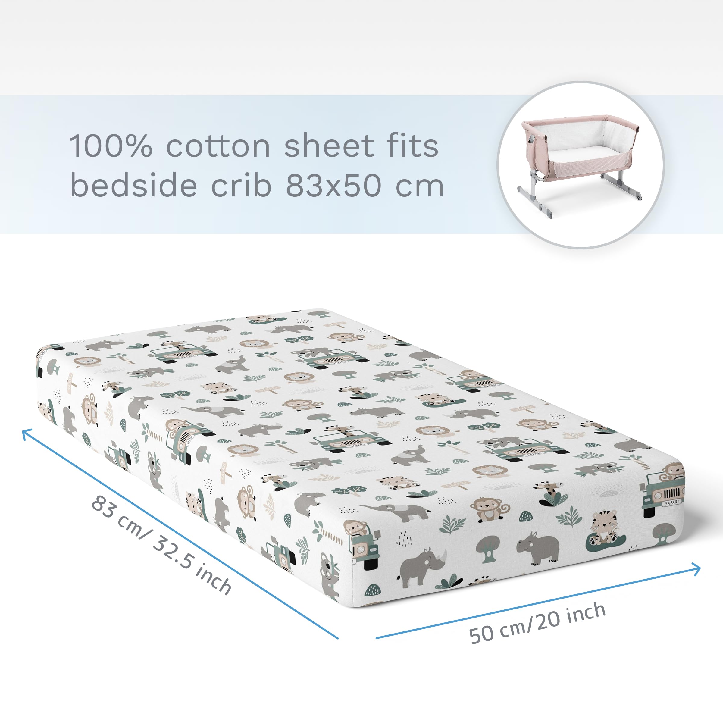 Baby Comfort Nursery 100% Cotton Fitted Sheet fits 140x70 cm Cot Bed Mattress (Safari Cars) — view 99