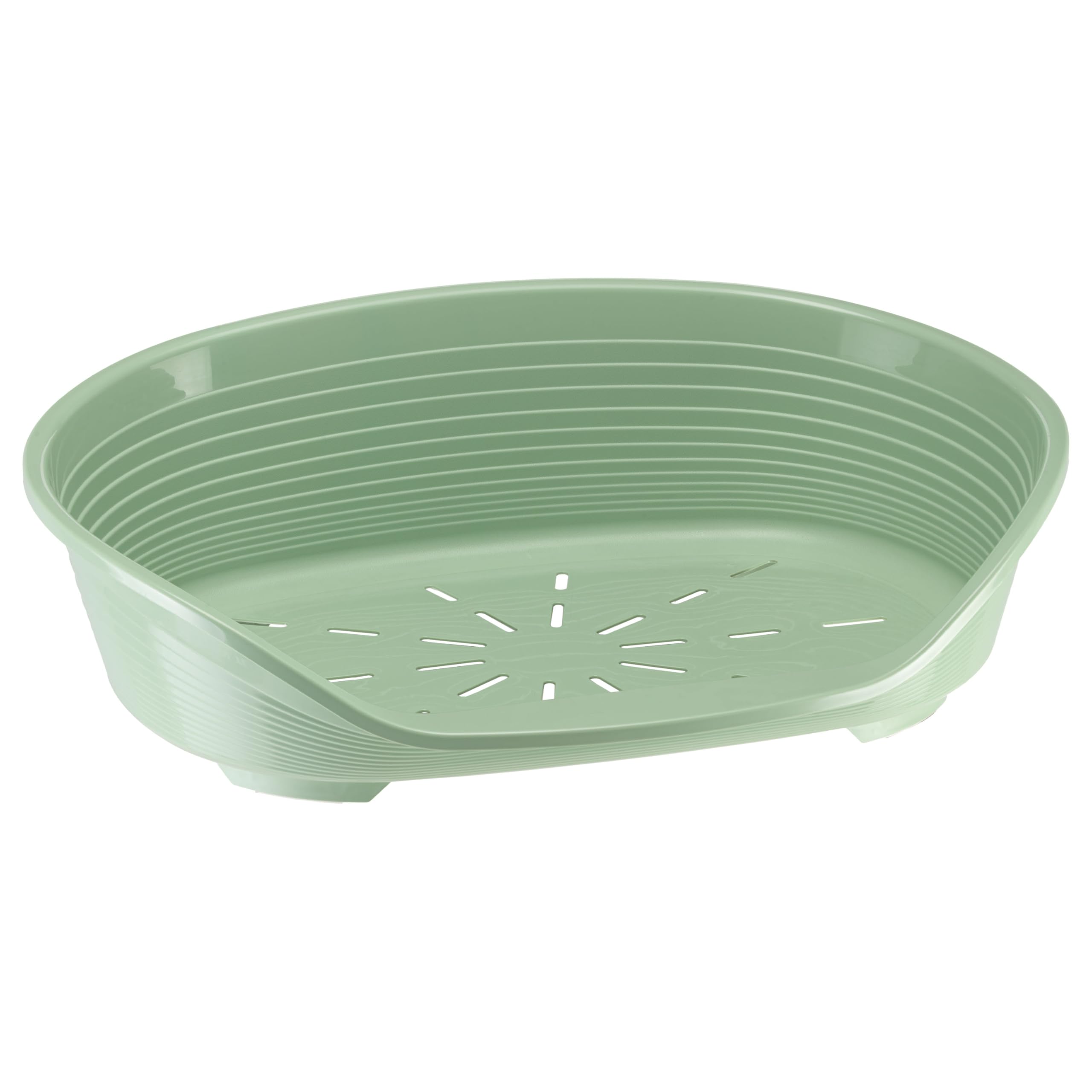Ferplast Cat Bed, Plastic Dog Bed Medium, Ventilation Holes and Non-Slip Rubber Feet for Added Stability 82 x 59,5 x h. 25 cm. Green
