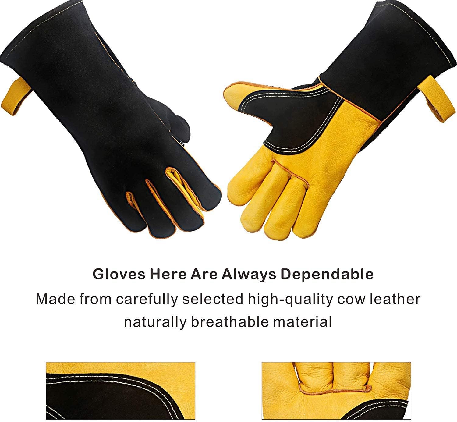 Welding Fire Gloves for Woodburning,Fireplace, Stove, Safety Work Oven Grill