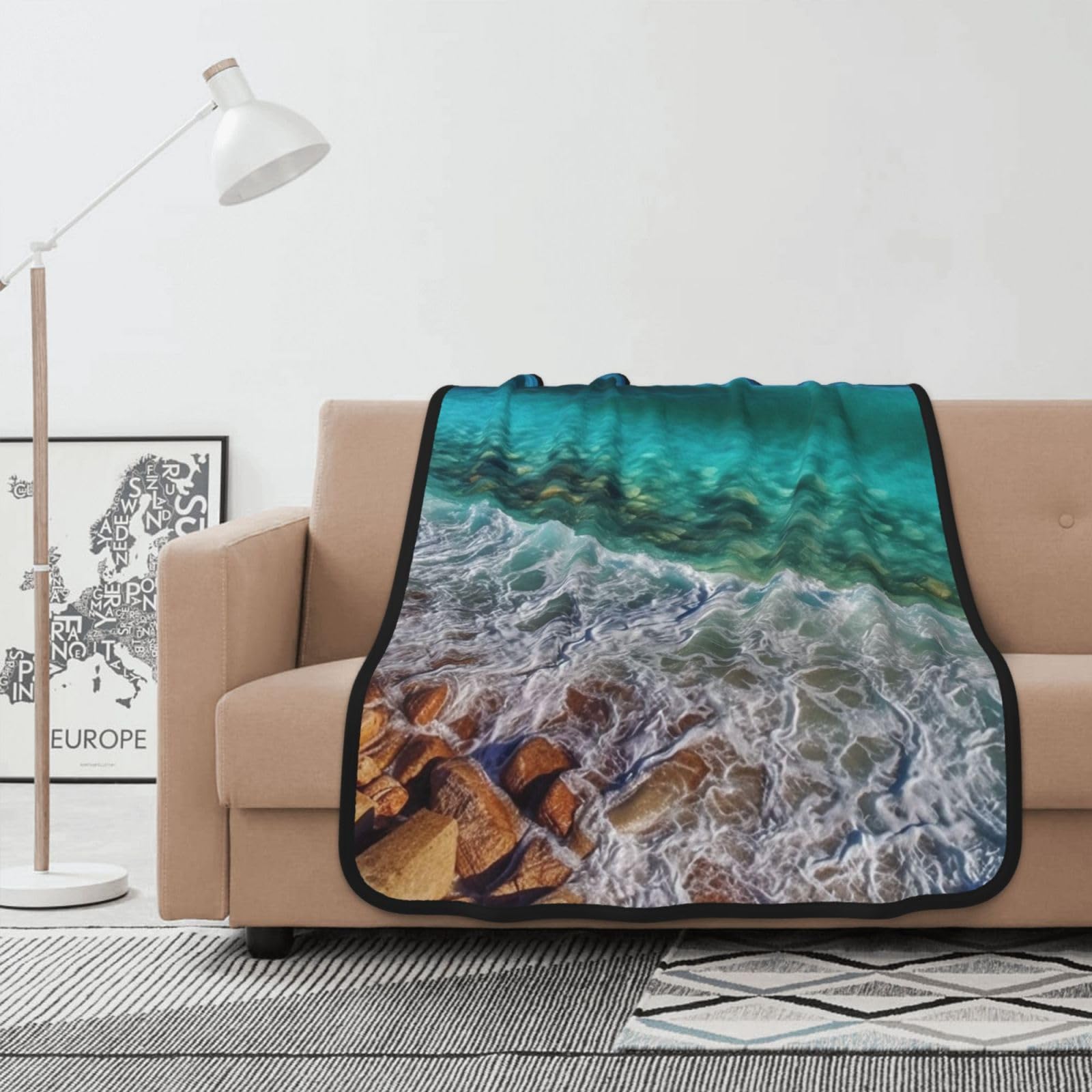 Couverture polaire océan en flanelle légère pour des soirées cocooning douillettes