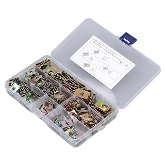 110PCS U Nut Clips, Stainless Steel Car U Shaped Clip Nut with 65 Manganese Steel, Rust Resistnce U Shaped Clip Nut for Car No. 6 8 10 12