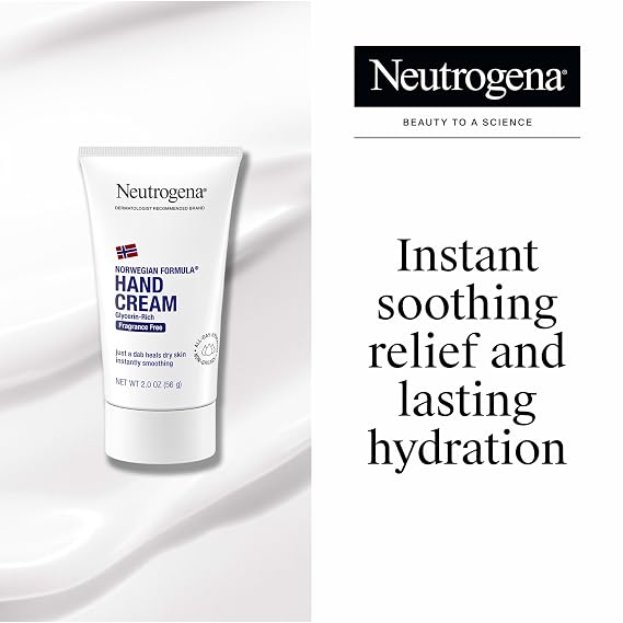 Neutrogena Norwegian Formula Moisturizing Hand Cream for Dry, Rough Hands, Fragrance-Free Glycerin Hand Lotion for Softer Skin, Concentrated Intensive Hand Cream, 2 oz