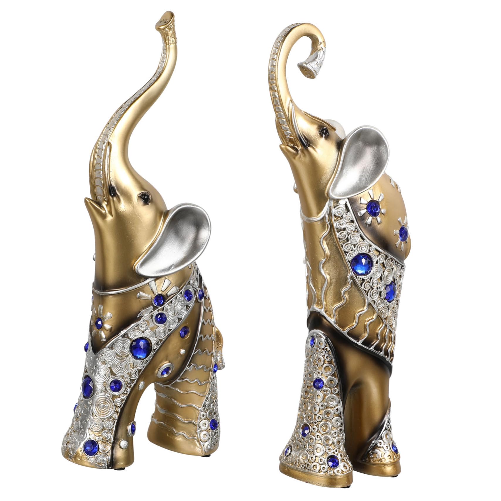 Statues Résine Doré Idée Cadeau | Set de 2 Pièces Décoration Bureau et Salon