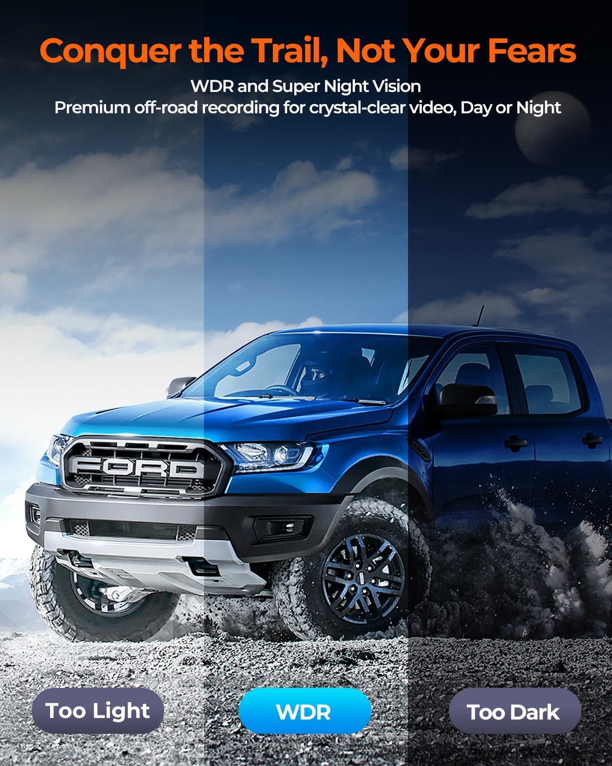 Acumen 4K+2.5K Waterproof Rear View Mirror Camera, 12" Mirror Dash Cam Front and Rear, Backup Camera for Cars,Trucks,SUVs,Jeeps,UTVs with WiFi,GPS,WDR, 64GB Card (The Legend 2CH)