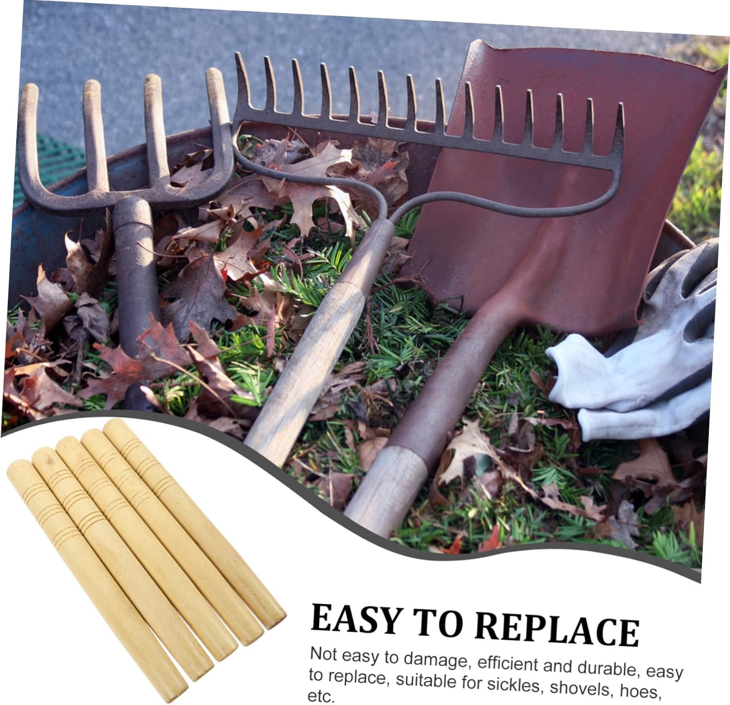 Replacement Handles for Garden Tools 5 Pack Wooden Handles for Shovel Trowel Weeding