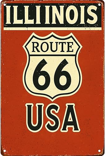 Miniatura 1 de Illinois Route 66 pósteres de 8 x 12 pulgadas, divertido letrero de metal para el hogar, dormitorio, sala de estar, cocina, garaje, cueva de hombre,