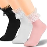 sevening Ruffled Frilly Socks Women - Ankle Curn-Cuff Lettuce Edge Socks，Cute Breathable Casual Scrun Chy Crew Socks