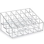 MOSIKER Lipstick Organizer,Small Clear Plastic Compact Lip Gloss Chapstick Perfume Sample Mascara Holder with 24 Slots