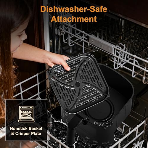 Miniatura 7 de Freidora de aire Fullwill con ventana de visualización de 6QT, multifunción de 5 en 1 (frito al aire, asado, horneado, recalentamiento,