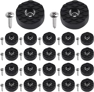 Keadic 24Pcs 24mm/1" Screw-On Round Rubber Feet Furniture Pad Bulk Set, Black Non-Slip Floor Protector Furniture Sliders for Wooden Chair Tables Leg