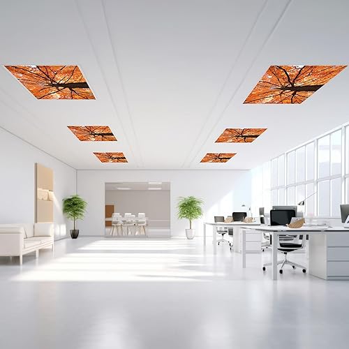 Miniatura 6 de Outus 4 piezas de cubierta de luz fluorescente de otoño para decoración de aula con 10 imanes, filtro de luz, panel magnético de luz de techo, 2 x 4