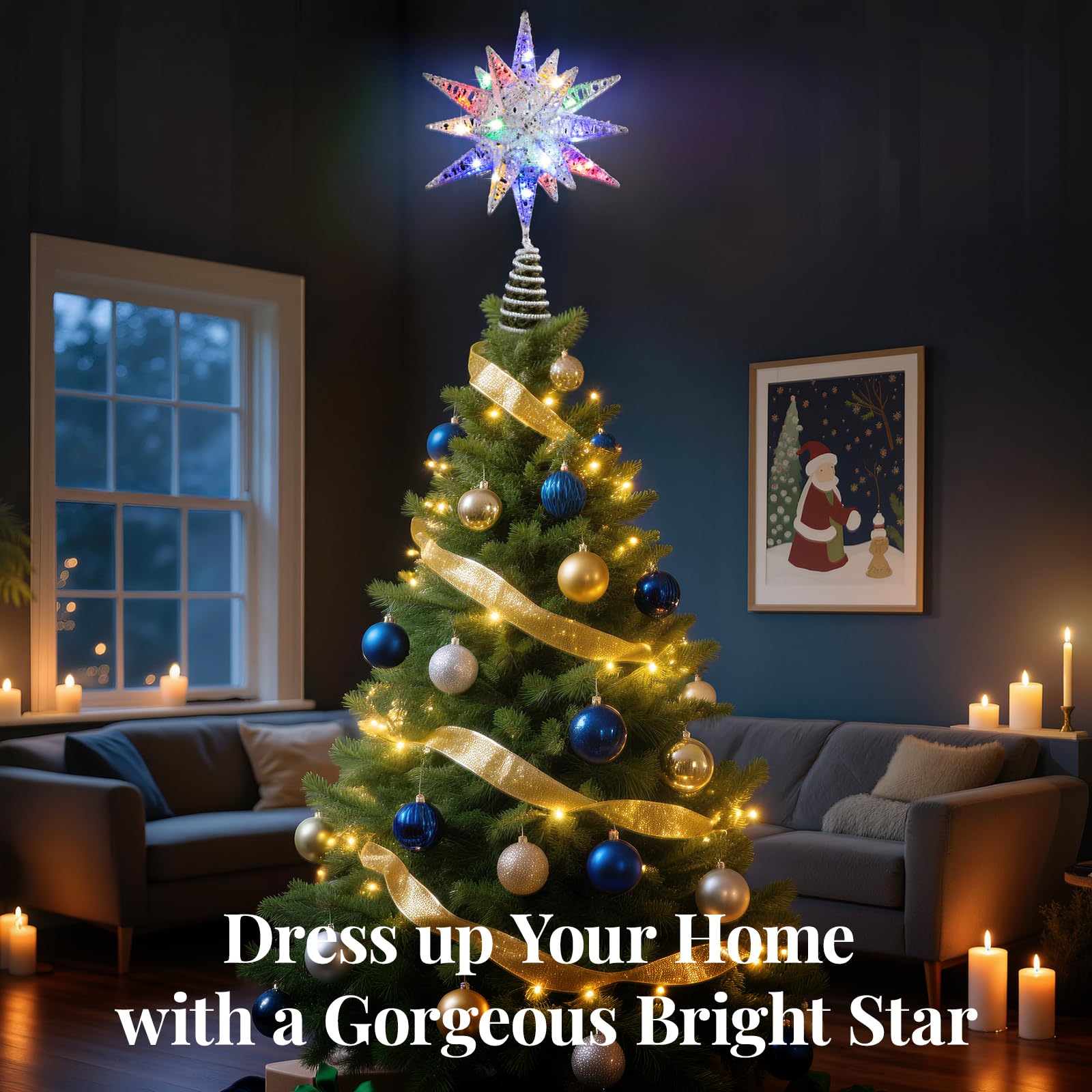 AsperX LED Christmas Tree Star Cime D'arbre De Noël Multicolore