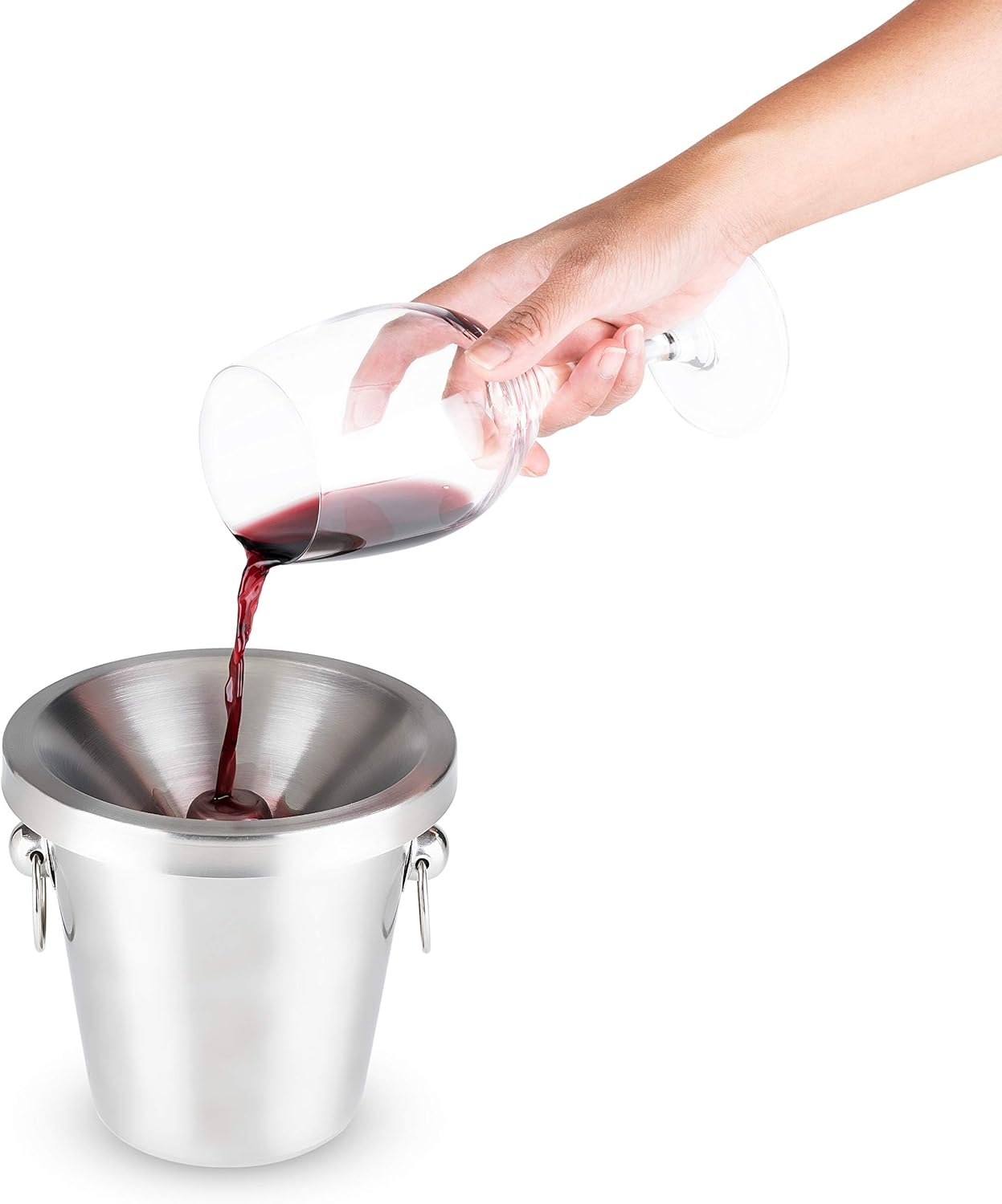 True Savor Stainless Steel Spittoon, Removable Funnel Lid, Reusable Dump Bucket for Wine Tasting, Metal Spit Cup for Cocktails, Whiskey, Tobacco, Tasting Event Supplies, Dishwasher Safe, Silver