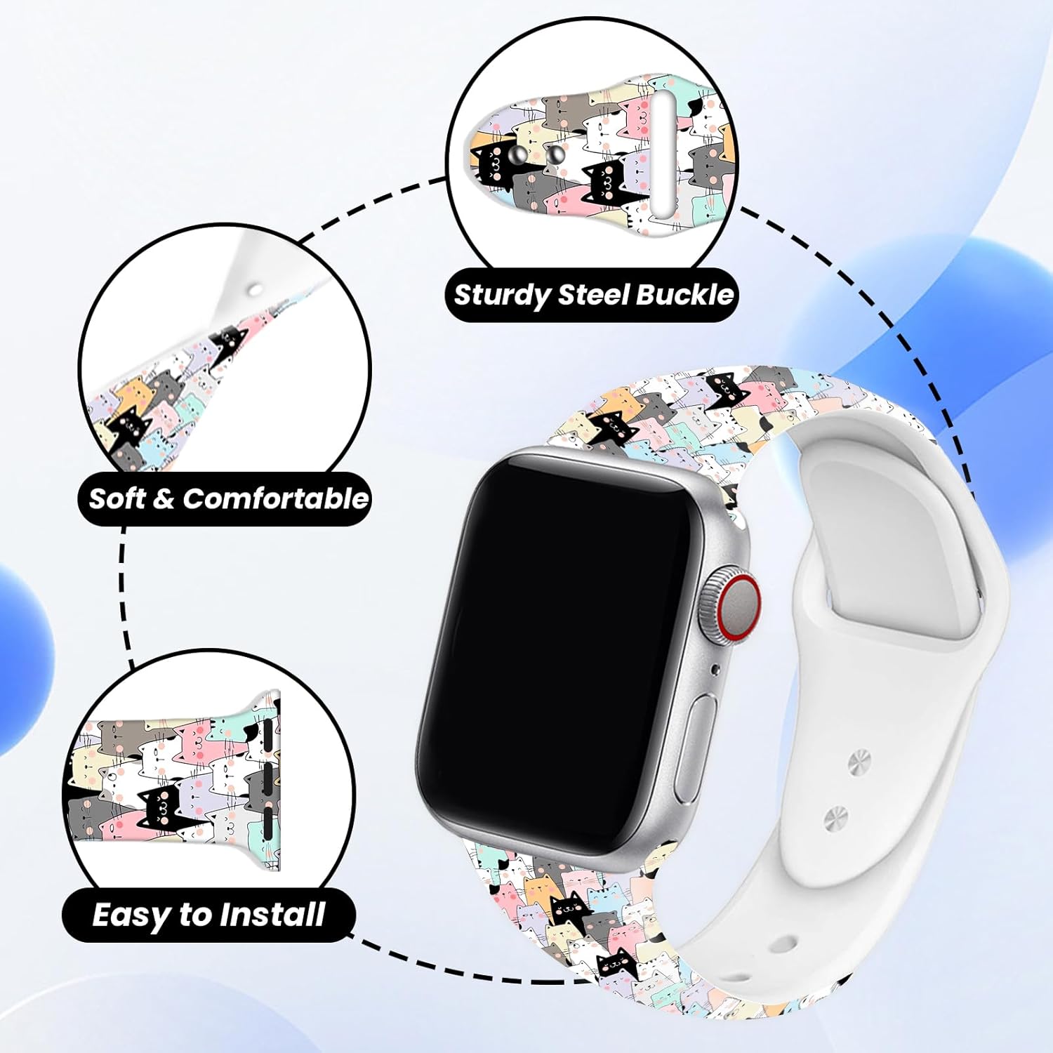 Watch Band Compatible with Apple Watch 38mm 40mm 41mm for Women Men Silicone Wristbands Straps Replacement for IWatch Series 8 7 6 5 4 3 2 1 SE - Image 3