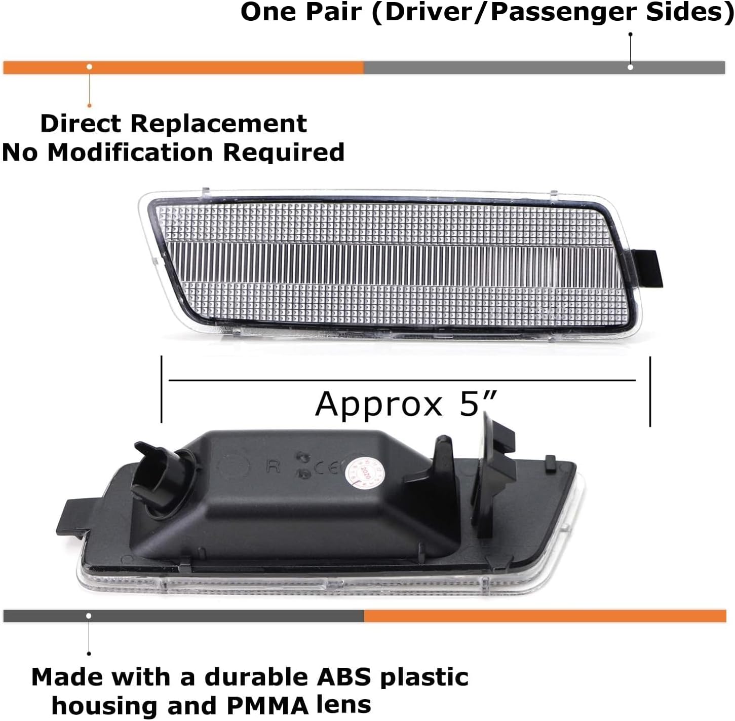 iJDMTOY Clear Lens Front Bumper Side Marker Light Housing Replacements Compatible With Volkswagen 2006-2009 MK5 Golf/GTI Rabbit, 2005-2010 Jetta, 2008 R32, Replace OEM Amber Sidemarker Lamps