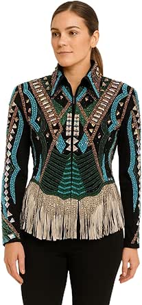Veste De Concours Western Show Off Designs - Marron Avec Strass - Équitation