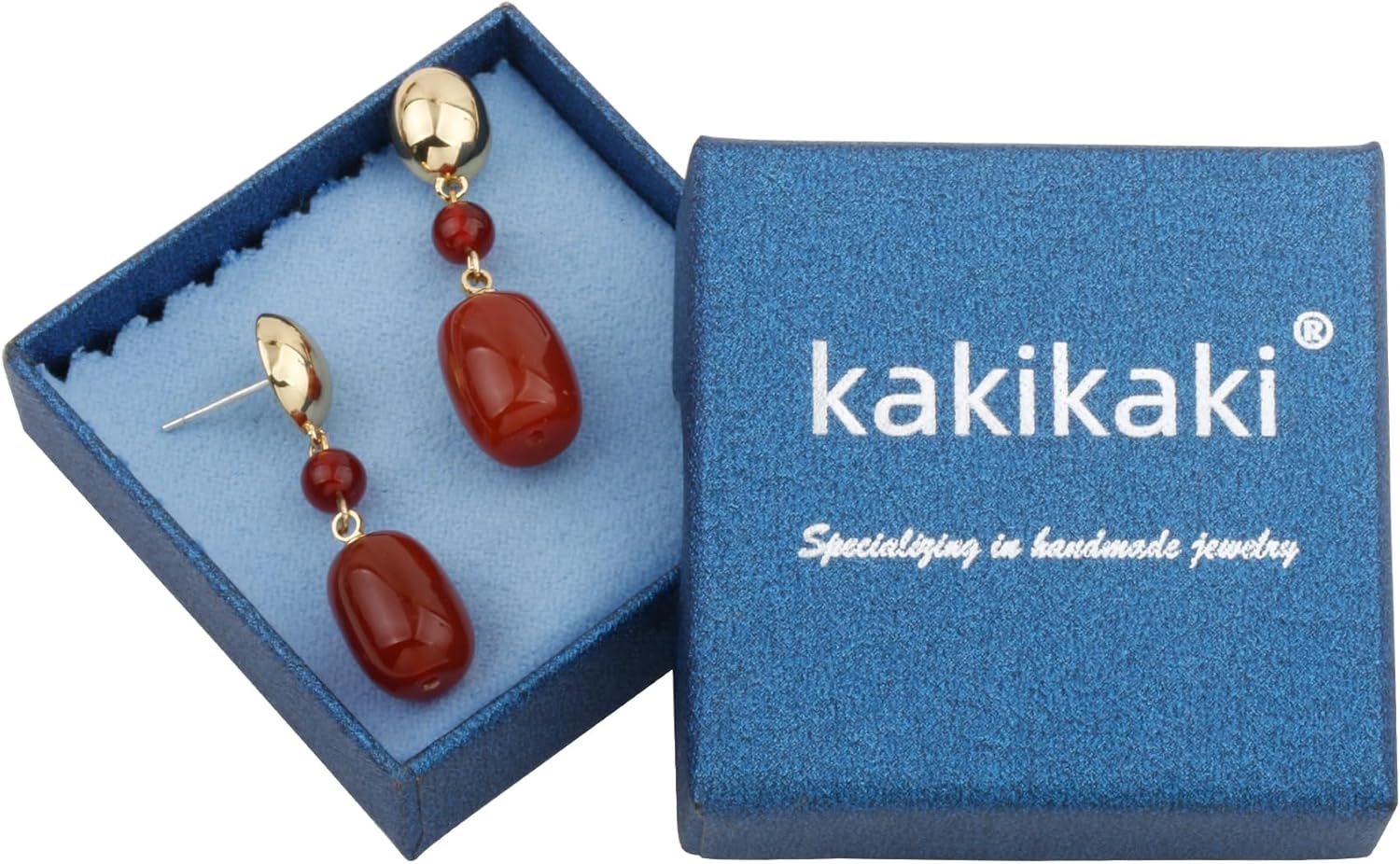 Handmade Natural Gemstone Red Agate Beads Dangling Drop Earrings for Women - Image 6