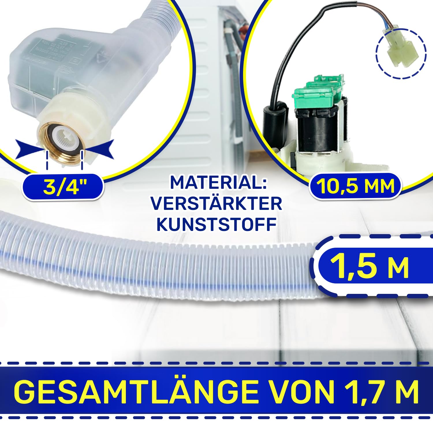 Waschmaschinenschlauch mit Aquastopp mit Originalcode 00667327 für Bosch | Garantie 10 Jahre - MONTERAL