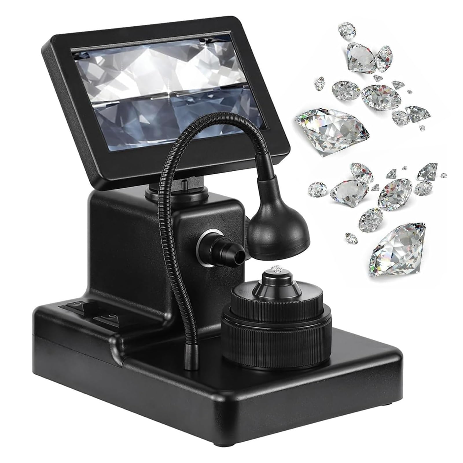 Microscopio digitale, display LCD da 4,3 pollici, ingrandimento 50-1000x, per test di diamanti, gioielli, monete, francobolli, ispezione di piante, ideale per analisi dettagliate
