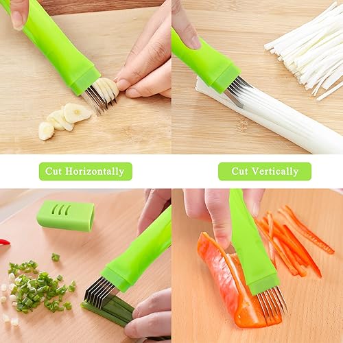 Miniatura 3 de 2Pcs Scallion Cutter Shred Knife, TACYKIBD Stainless Steel Vegetable Onion Scallion Slicer Shredder, Green Onion Cutter Slicer for Kitchen Cutting