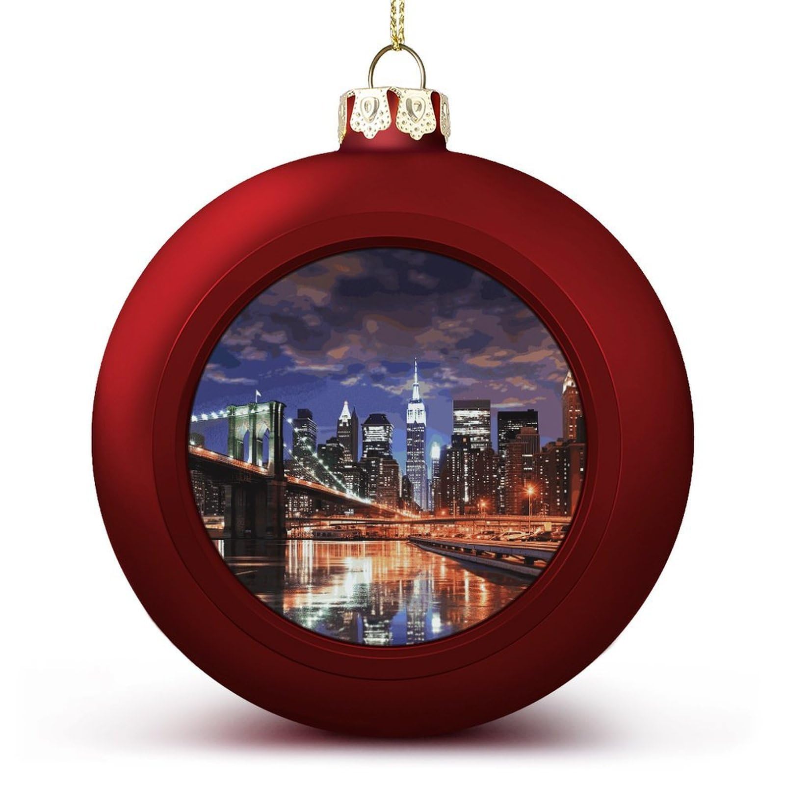 Boules de Noël New York Night bleues et dorées pour sapin