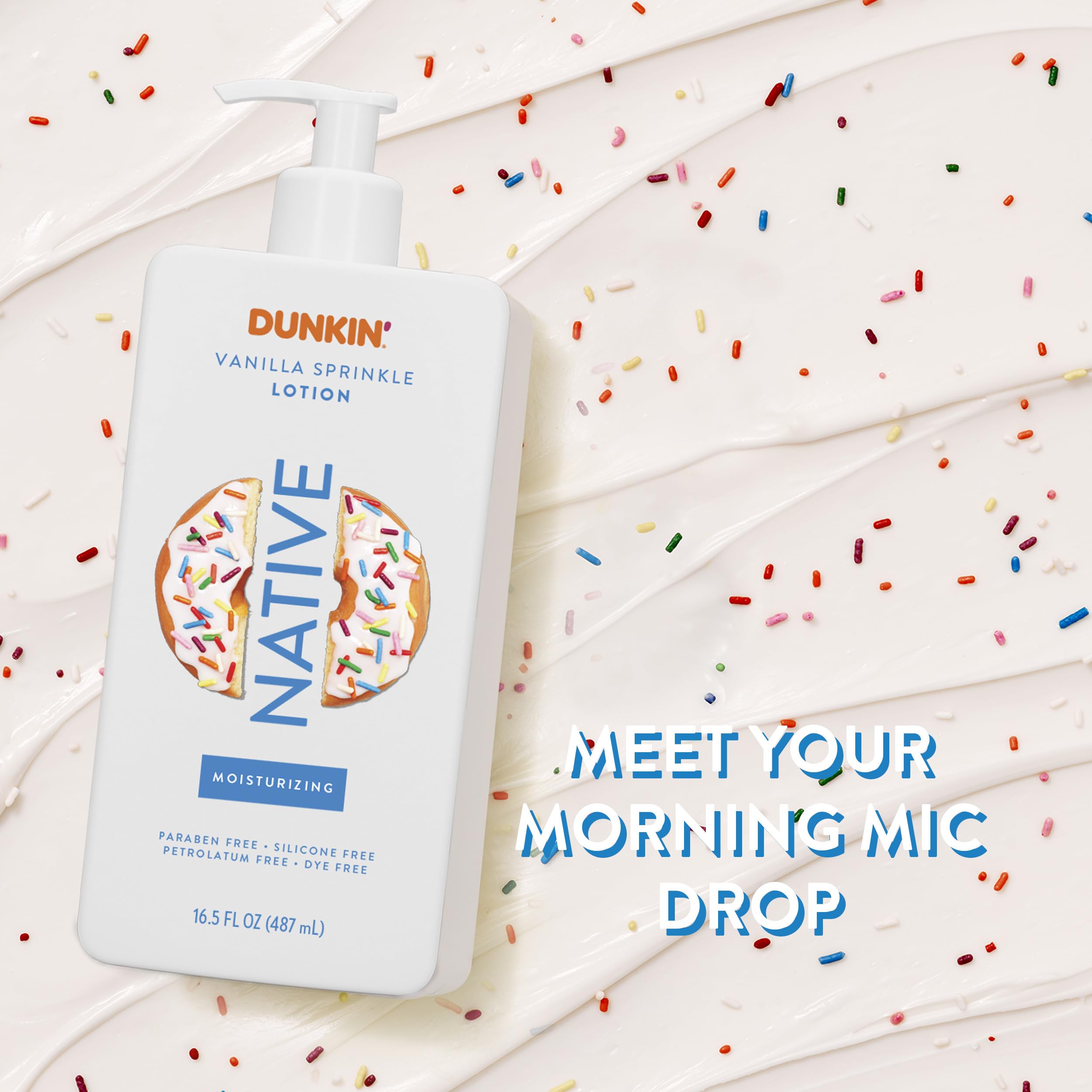 Native Body Lotion, Dunkin Vanilla Sprinkle, Moisturizer for Dry Skin with Plant-Based Ingredients, 16.5 oz