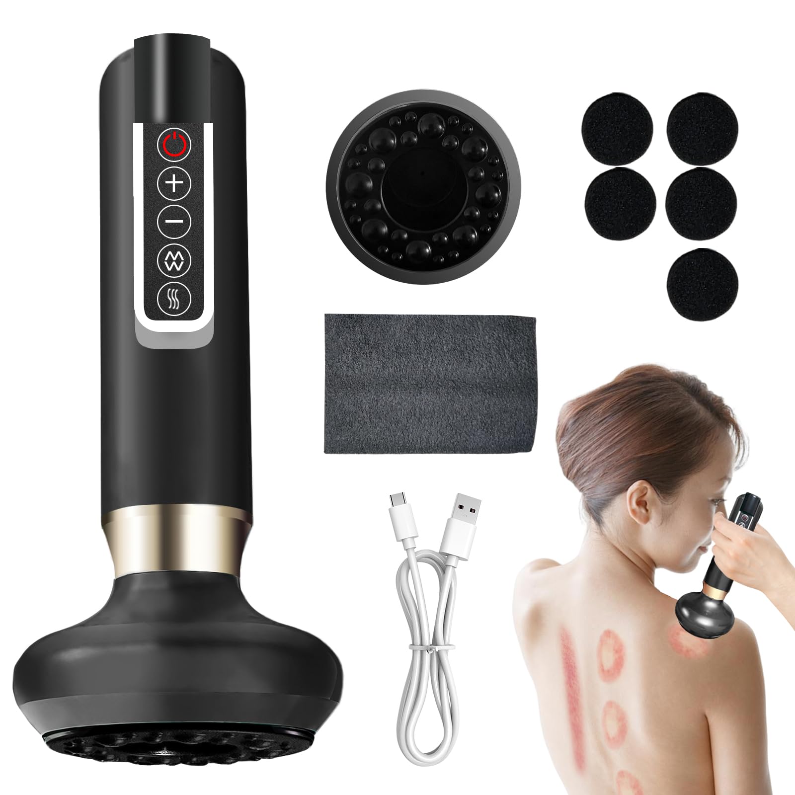 Masseur Anti Cellulite 12 Niveaux Appareil de Gua Sha à Usage Domestique Anti Cellulite Puissant Appareil Masseur Ventouse Electrique Anti Cellulité Sculpture (Gris)