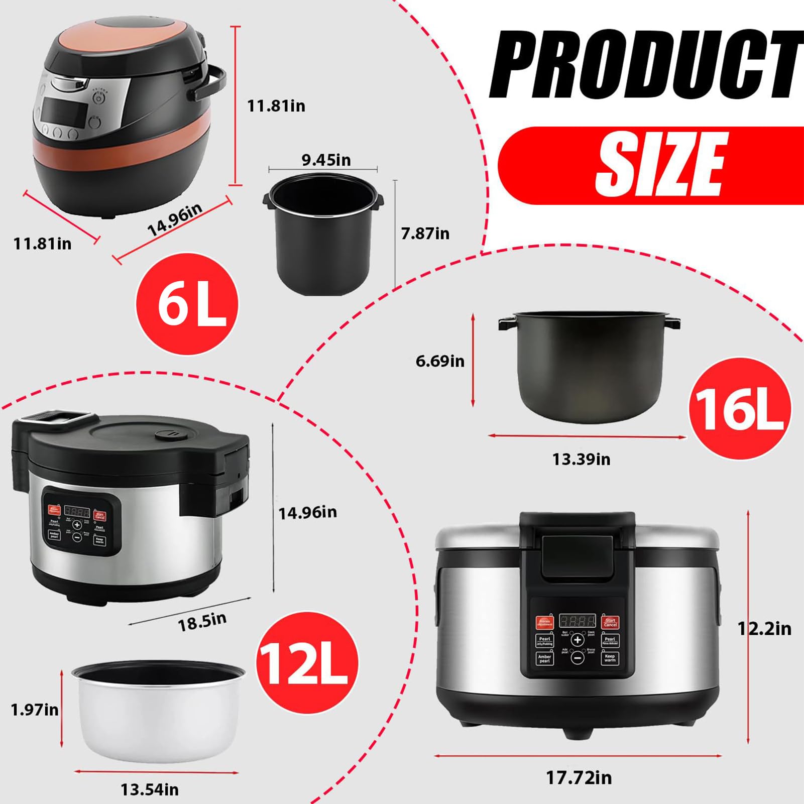 Máquina de 5l-16l Olla de Perlas Totalmente Automática con Panel Táctil Inteligente y Ajuste de Temperatura y Temporizador Sonda de Temperatura Máquina Comercial de Té de Leche Bubble 16L