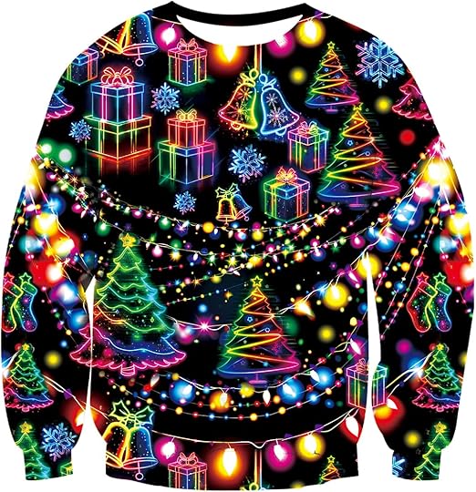 Idgreatim Unisex Ugly Christmas Crewneck Sweatshirt Novelty 3D Graphic Long Sleeve Sweater Shirt