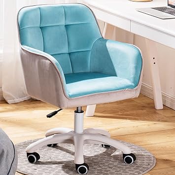 Outdoor Swivel Chair, Adjustable Upholstered Movable Computer Desk Chair, Swivel Living Room Chair for Office Leisure, Bedroom, Meeting Vanity Armchair,Blue