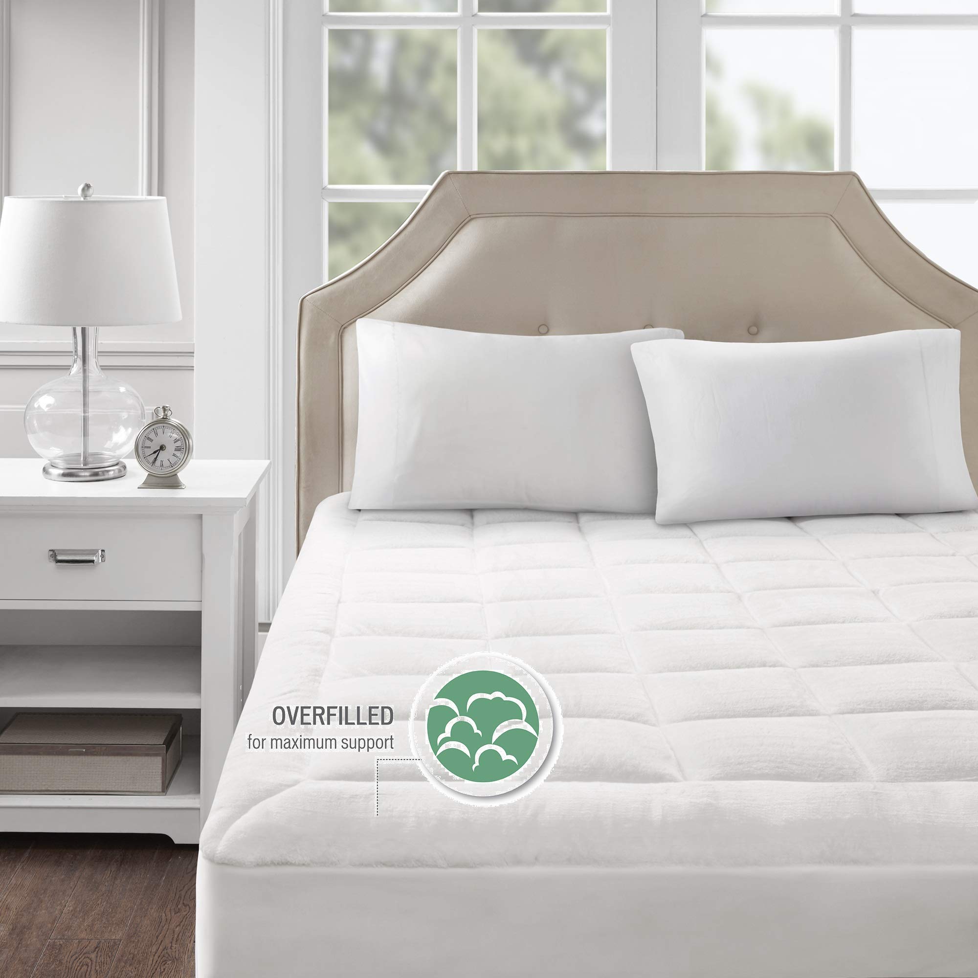 Madison Park Cloud Soft Overfilled Plush Bed Protector Waterproof Mattress Cover full White